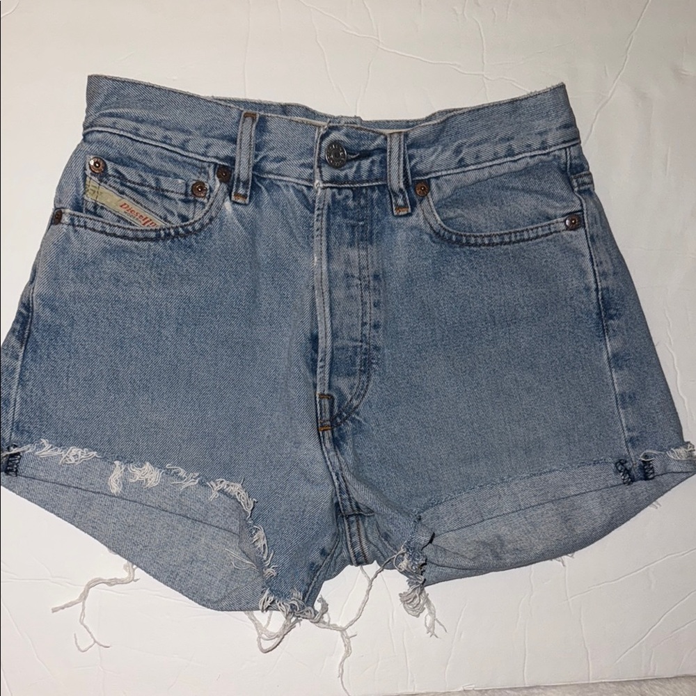 Diesel Blue Jean Shorts with Distressed Hem Women’s Size 28
